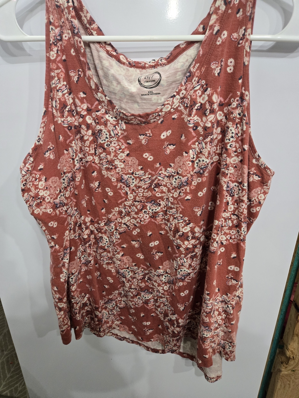 Maurices Rust Floral Scoop Tank
